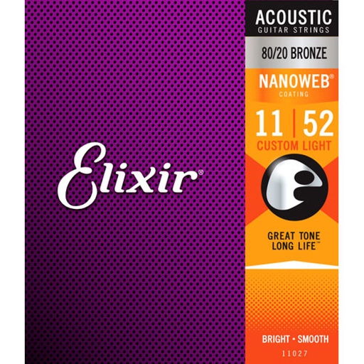 [3803502] JUEGO CUERDAS GUITARRA ACUSTICA ELIXIR NANOWEB 11027 (11-52)